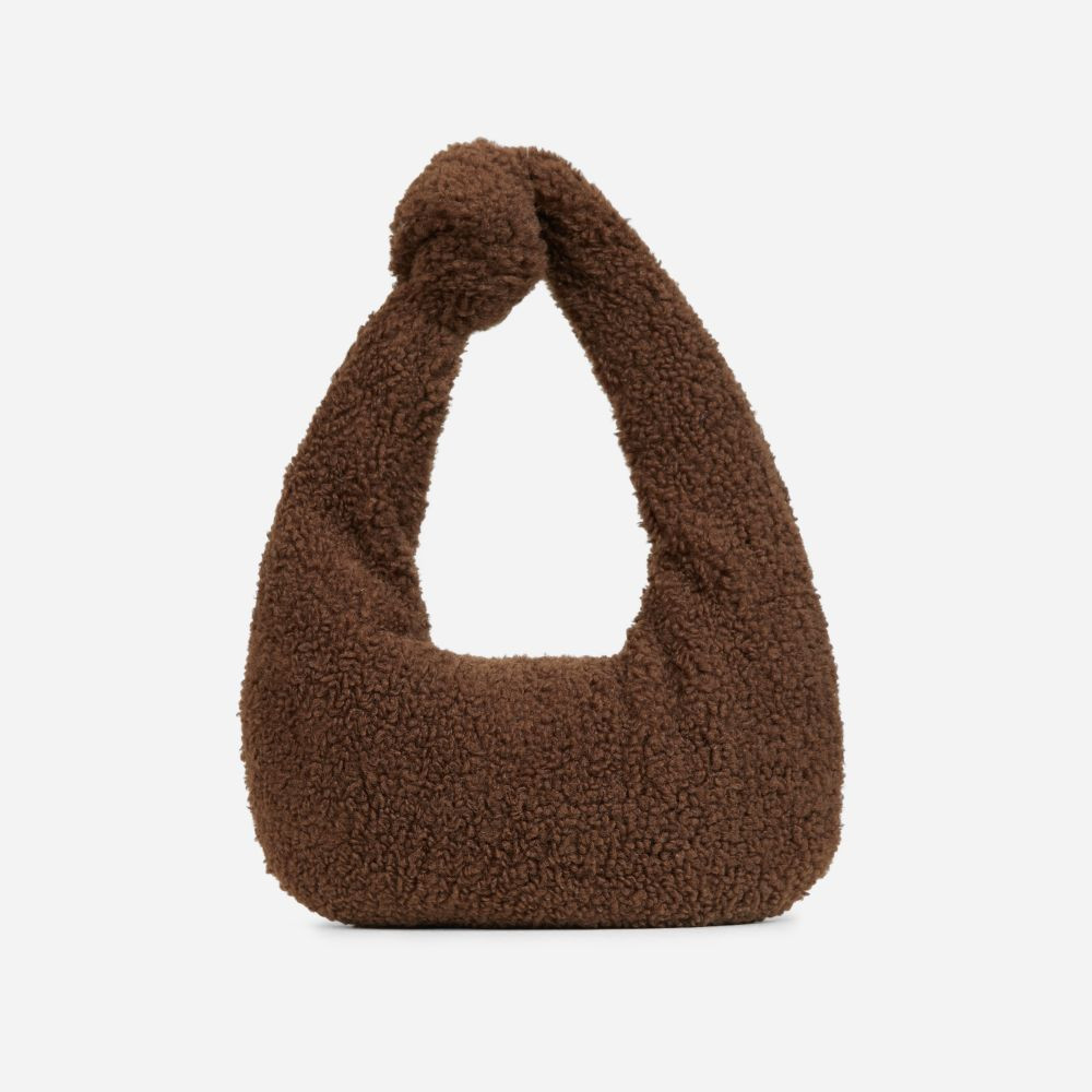 Griff Knotted Detail Grab Bag In Brown Faux Fur | EGO (UK)