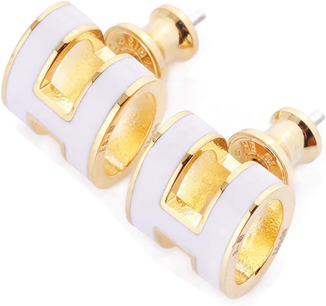 Classic H Design 18K Gold Plated Girl Earrings Colorful Color Optional Women's Gift | Amazon (US)