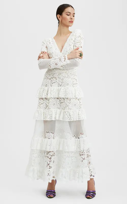 La DoubleJ Footloose Lacey Dress in Solid White at Nordstrom, Size Large | Nordstrom