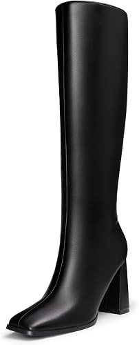 DREAM PAIRS Women's Knee High Square Toe Heel Boots | Amazon (US)