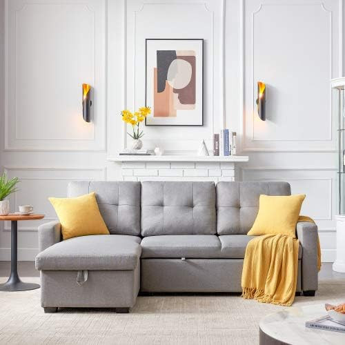 NOUVCOO GS002351AAE Sectional Reversible Sleeper Couch Bed, with Storage Chaise Sofa Set Furnitur... | Amazon (US)