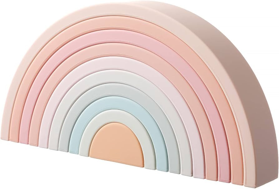 MCGMITT Rainbow Stacking Toy, Silicone Rainbow Stacker for Toddlers, Montessori Nesting Blocks, B... | Amazon (US)