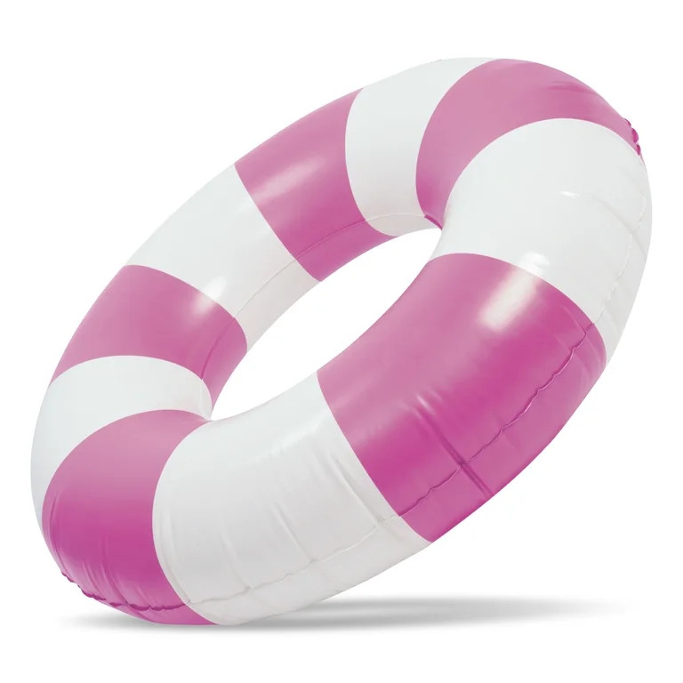 Sun's Out 36" Inflatable Pool Tube \u2013 Light Pink Cabana Print for Ages 14+ | Walmart (US)