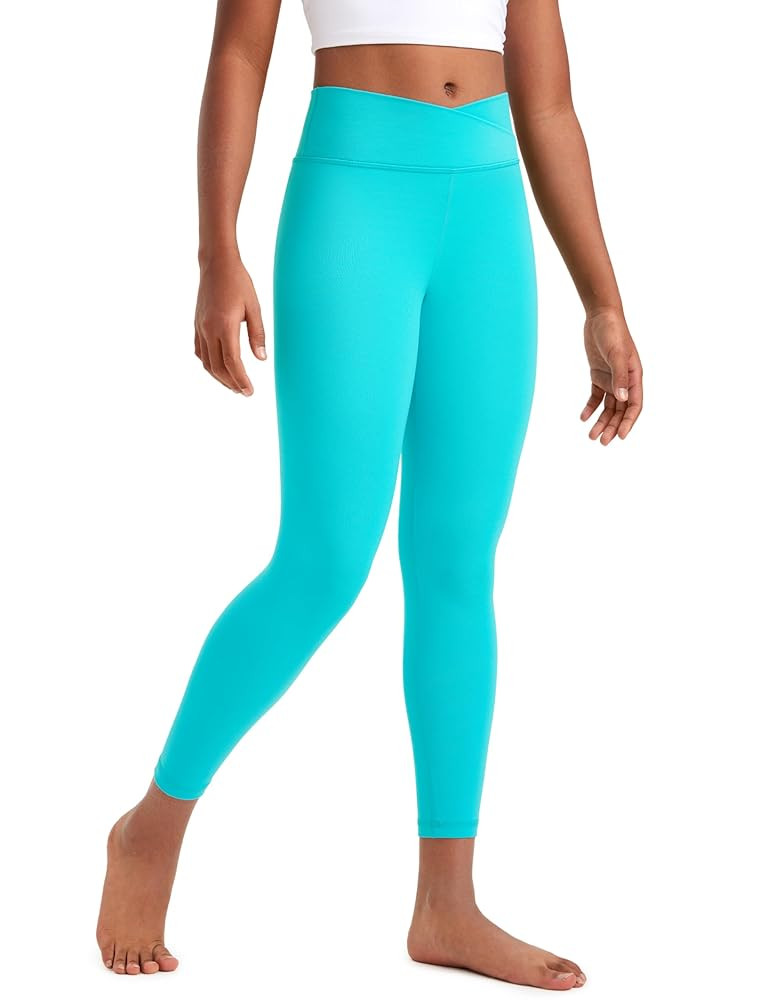 CRZ YOGA Girls Butterluxe Crossover Athletic Leggings - High Waist V Cross Kids Lounge Pants Yoga... | Amazon (US)
