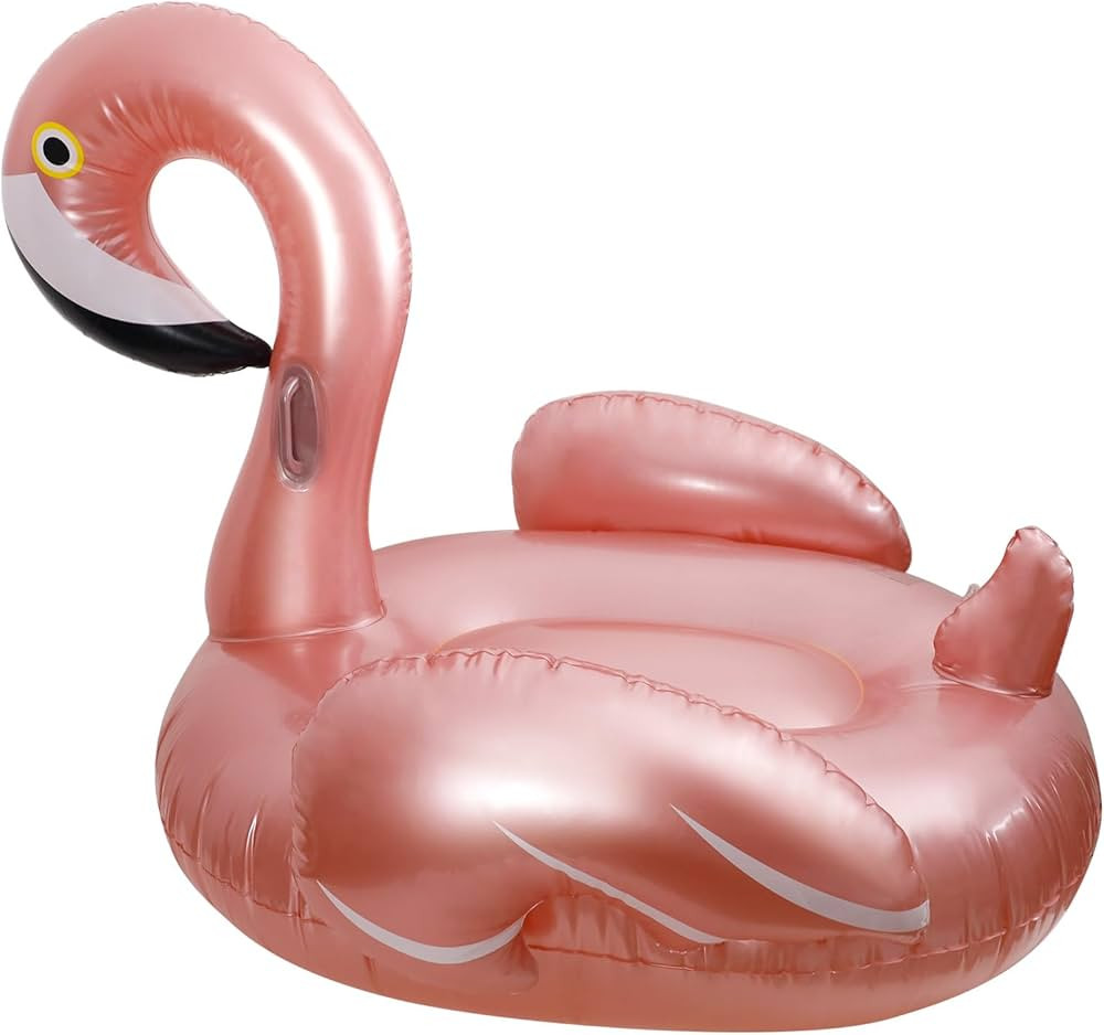 Inflatable Flamingo Pool Float for Adults with Balanced Handle Support, Rose Gold Pool Decoration... | Amazon (US)