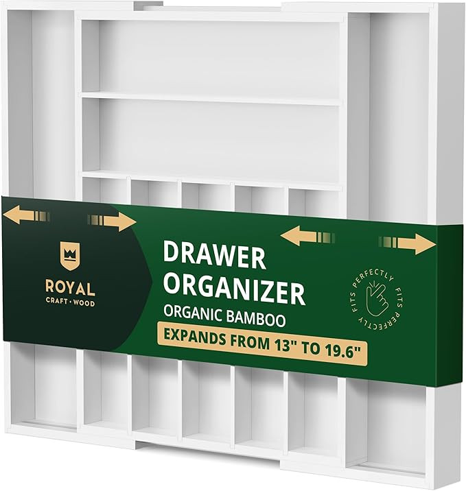 ROYAL CRAFT WOOD Luxury Bamboo Kitchen Drawer Organizer - Silverware Organizer - Utensil Holder a... | Amazon (US)