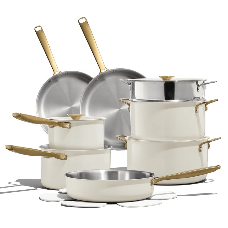 Carote 18-Piece Tri-Ply Stainless Steel Pots and Pans Set, Induction Compatible - White | Walmart (US)