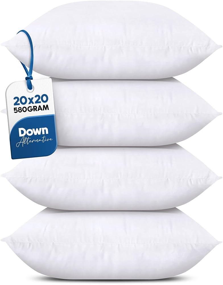 Utopia Bedding Throw Pillows (Set of 4, White), 20 x 20 Inches Pillows for Sofa, Bed and Couch De... | Amazon (US)