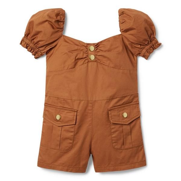 Puff Sleeve Patch Pocket Romper | Janie and Jack