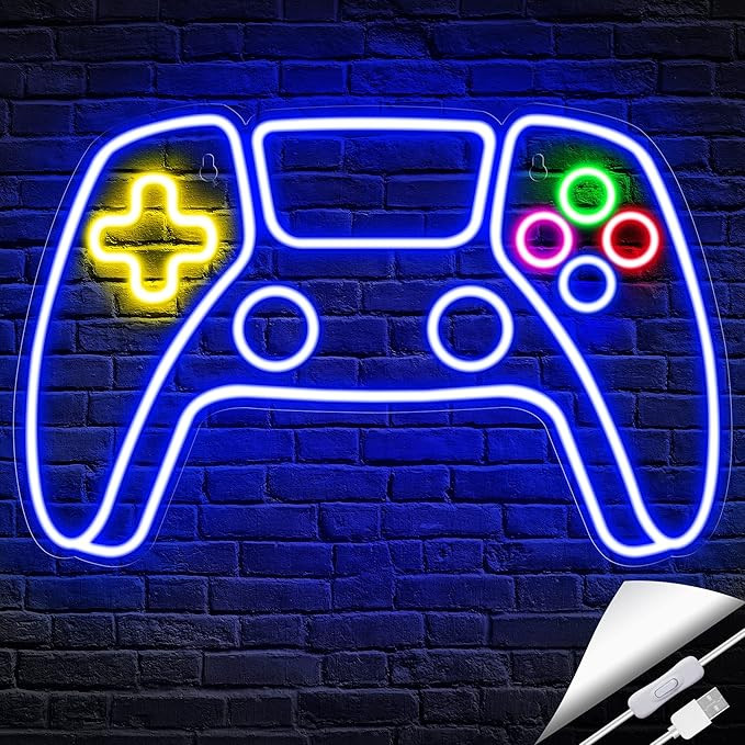 Kavaas Gamer Neon Sign, Neon Controller Sign for Gaming Room Decor - Gaming Neon Sign for Teen Bo... | Amazon (US)
