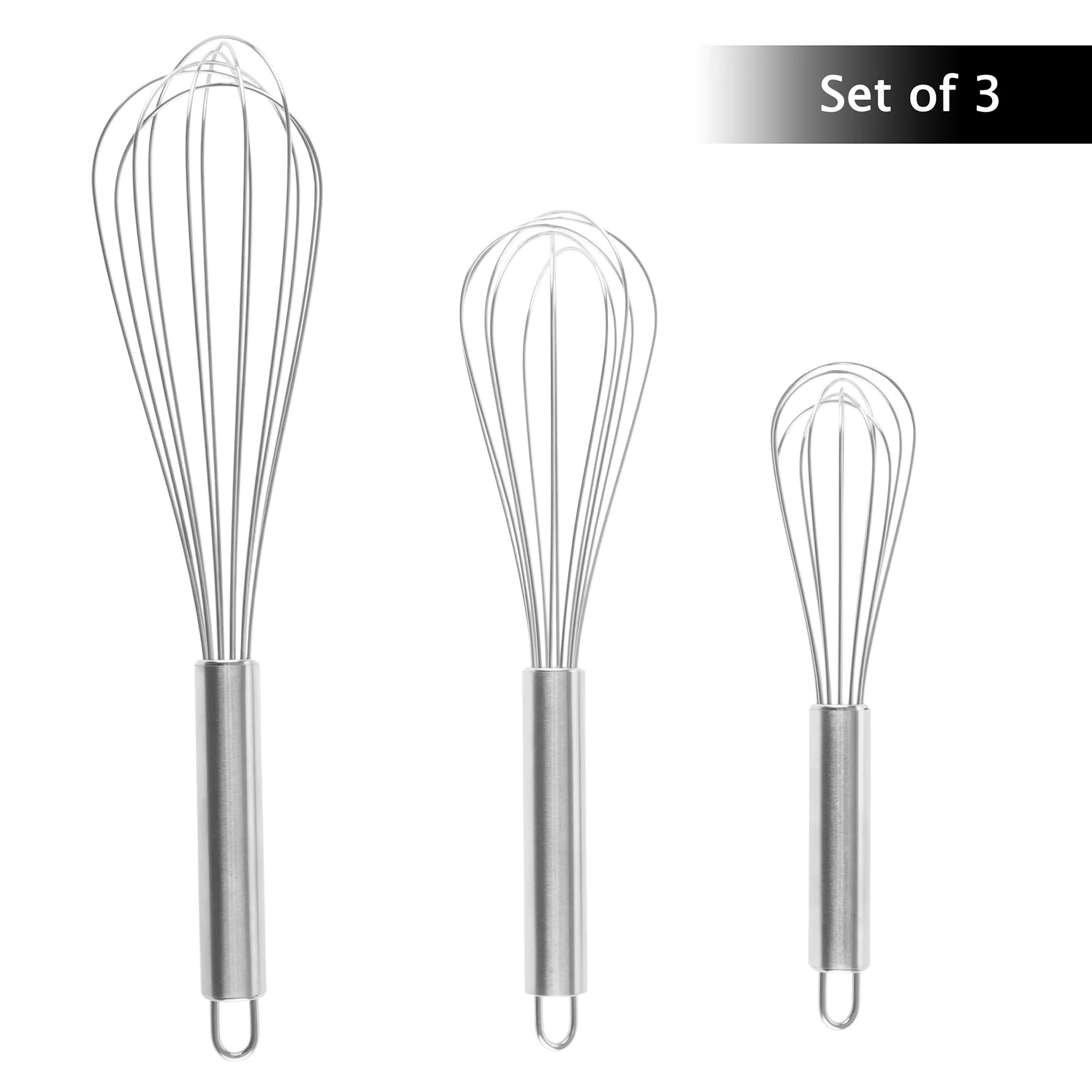 Classic Cuisine Wire Whisk Set- 3 Piece Stainless Steel Whisks for Whipping Cream, Mixing Dough, ... | Walmart (US)