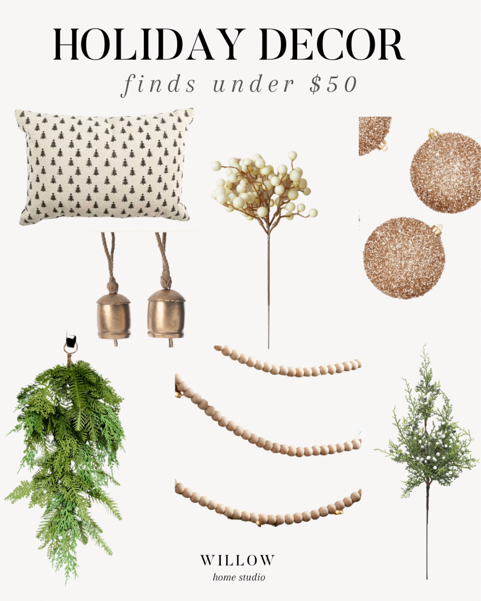 Christmas pillow, Christmas decor, garland, cedar, pine, juniper, wood beaded garland, Christmas ornaments, holiday, target, faux Christmas stems, white berry stems, gold, Christmas swag, Christmas tree decor, Christmas bells 

#LTKunder50 #LTKhome #LTKHoliday