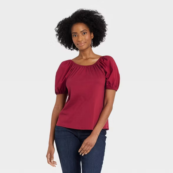 Women's Puff Short Sleeve Tie-Back Top - A New Day™ | Target