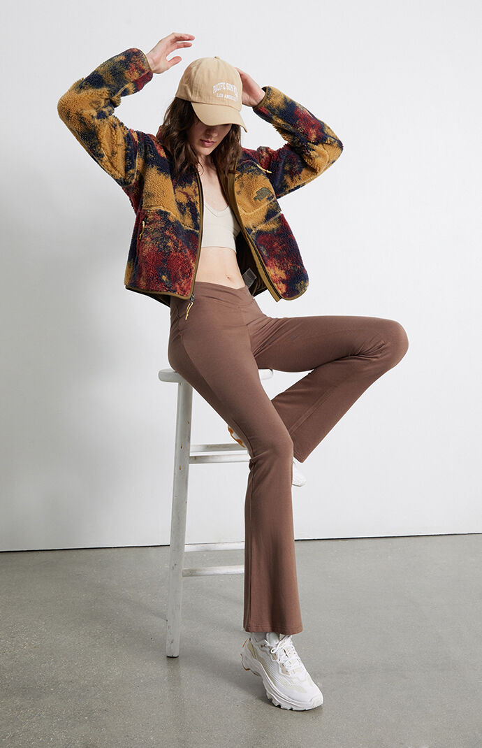PacSun Womens Surplice V Waist Flare Yoga Pants - Brown size Medium | PacSun