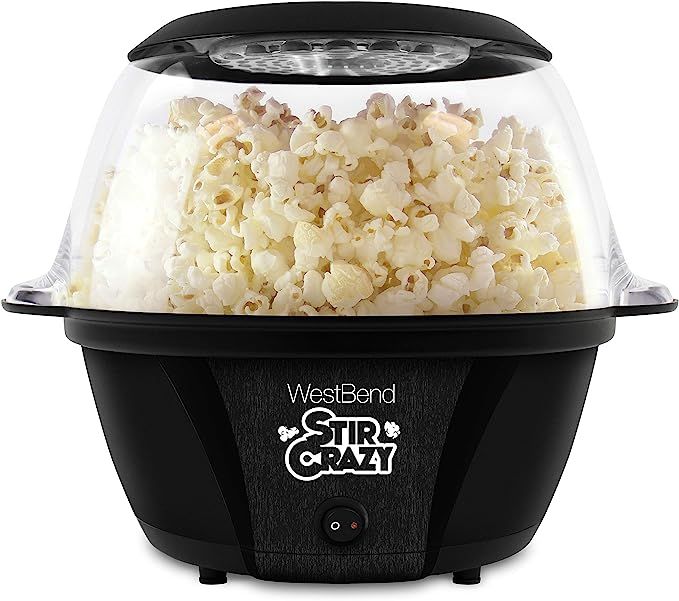 West Bend 82707B Stir Crazy Electric Hot Oil Popcorn Popper Machine with Stirring Rod with Improv... | Amazon (US)