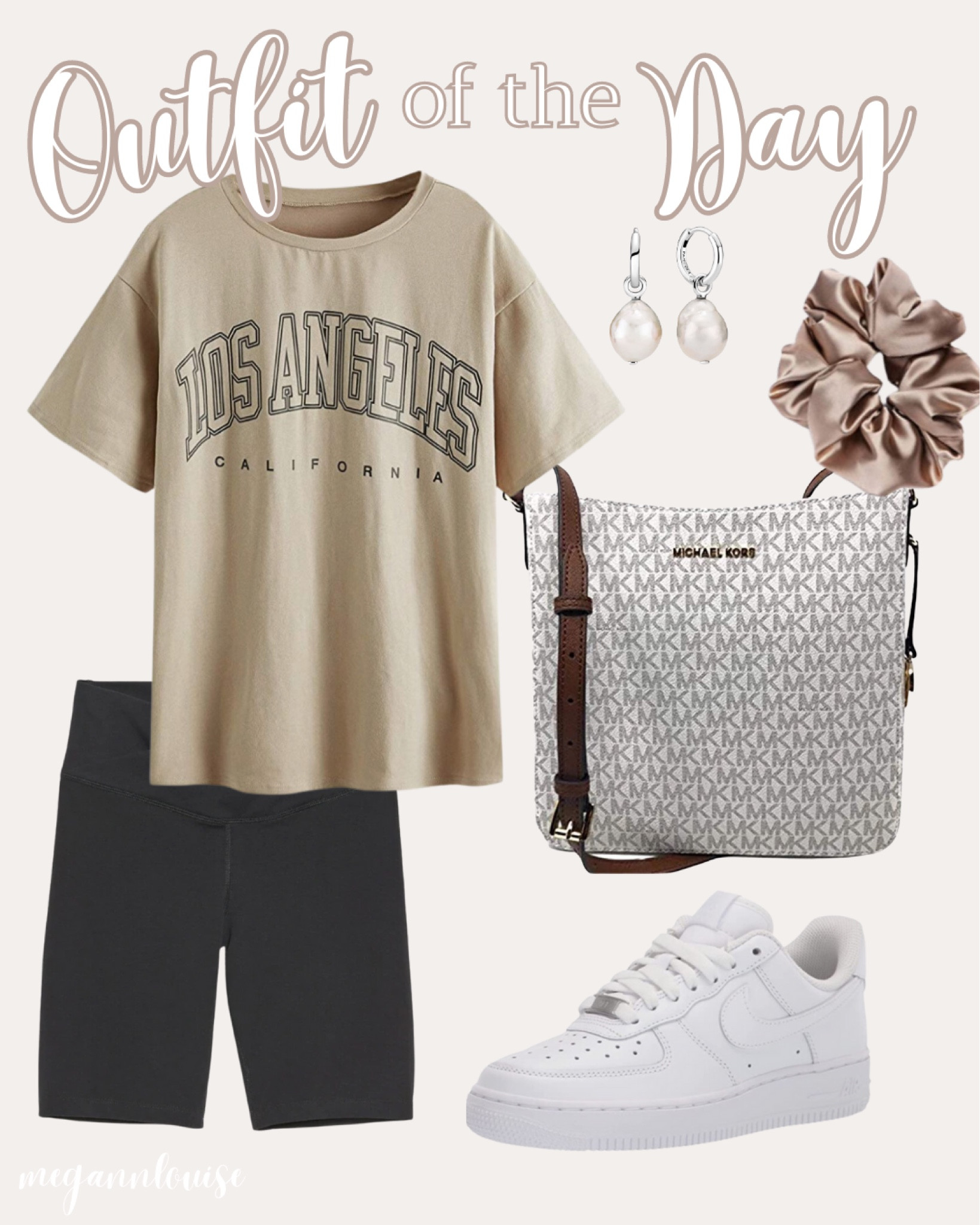 grocery shopping ootd inspo 

Oversized t shirt
crossed waistband biker shorts 
Nike shoes
Michael Kors 
Pandora earrings 
XL scrunchie

#LTKshoecrush #LTKunder50 #LTKstyletip