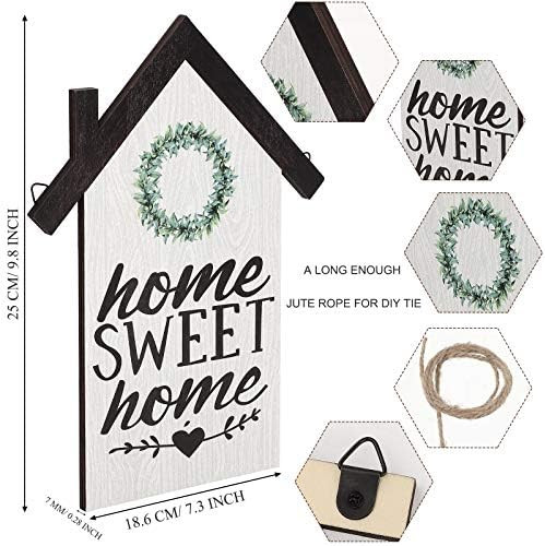 Rustic Wood Block House, Home Sweet Home Sign, Wood Houses Farmhouse Wall Decor, Small Wood House De | Amazon (US)