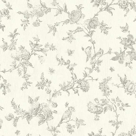 Chesapeake French Nightingale Taupe Floral Scroll Wallpaper | Walmart (US)