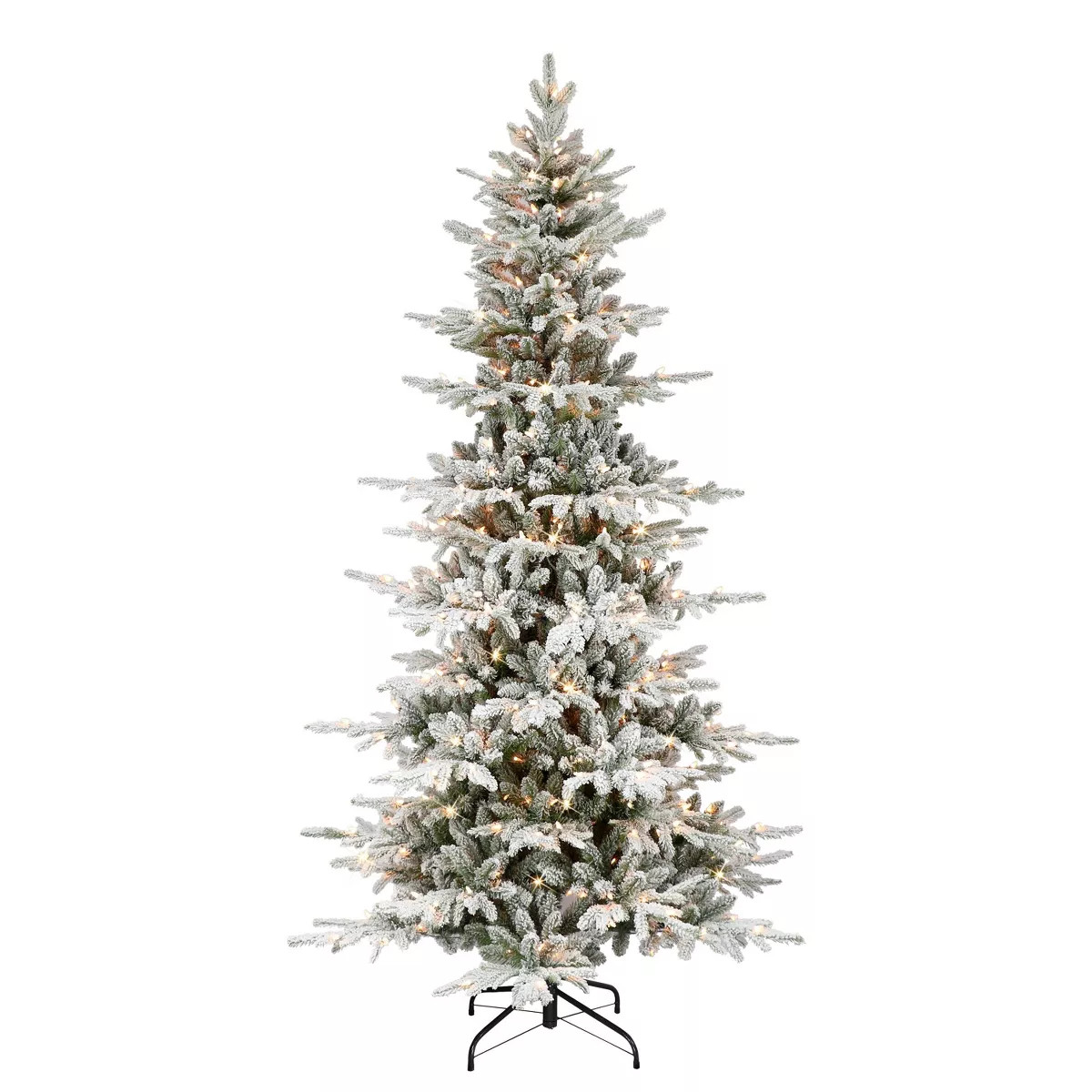 Puleo 7.5' Pre-Lit Flocked Utah Fir Artificial Christmas Tree Clear Lights | Target