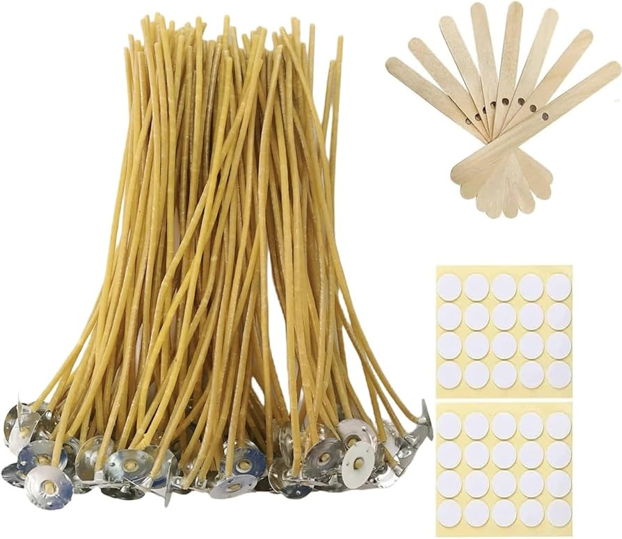 6" 100 pcs Hemp Candle Wick Beeswax Candle Wicks Pre-Waxed by Natural Beeswax Hemp Wicks Bulk Nat... | Amazon (US)