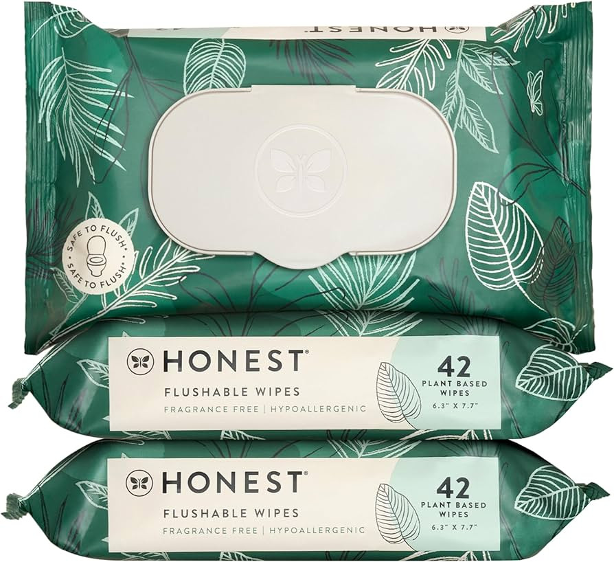 The Honest Company Flushable Wipes for Sensitive Skin | Fragrance Free, Hypoallergenic, 99% Water... | Amazon (US)
