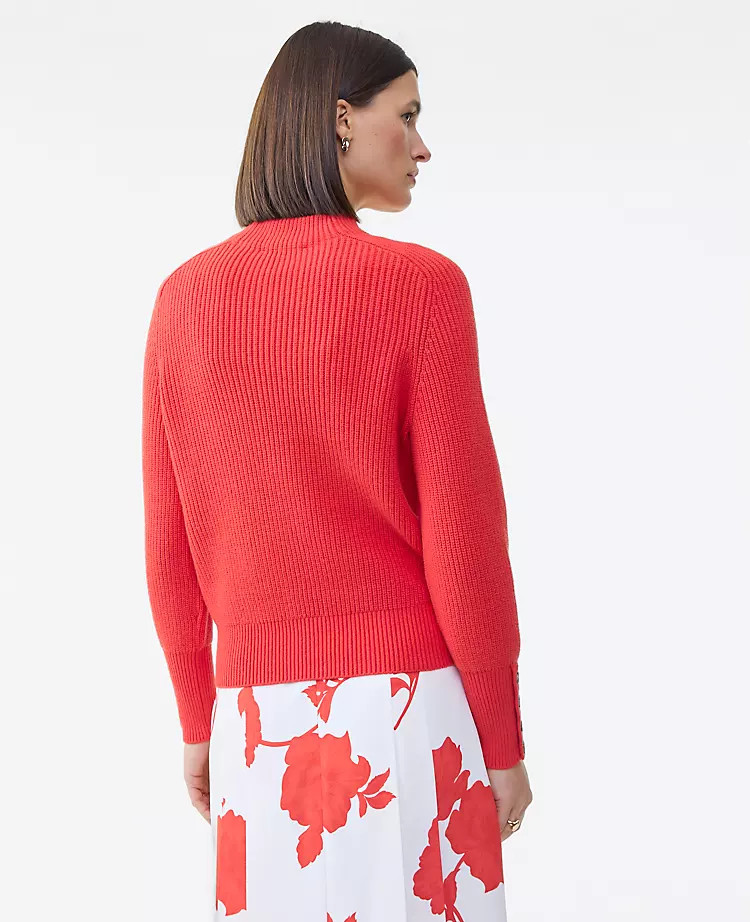 Ribbed Button Sweater | Ann Taylor
