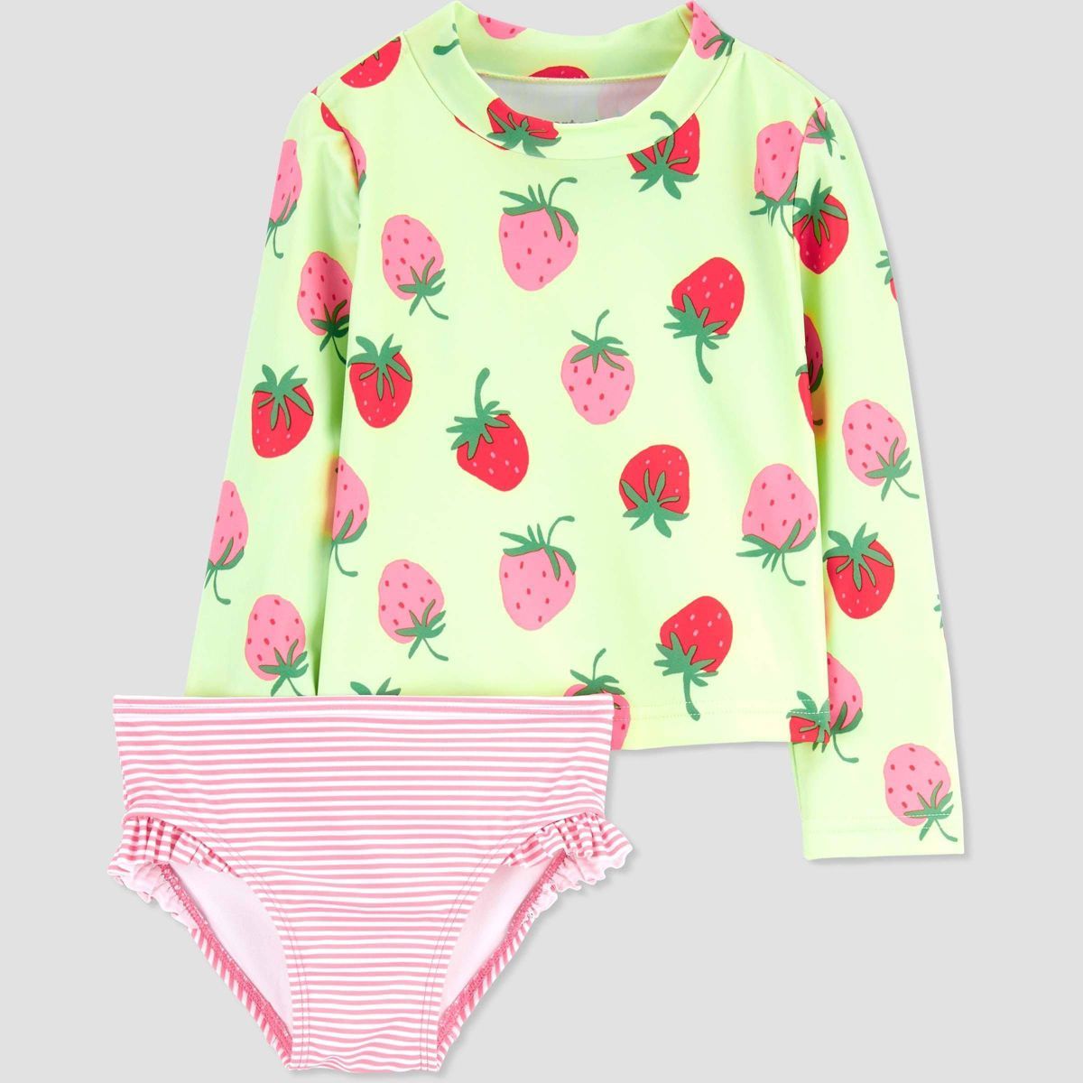 Carter's Just One You®️ Toddler Girls' Long Sleeve Rash Guard Set - Green/Pink 5T | Target