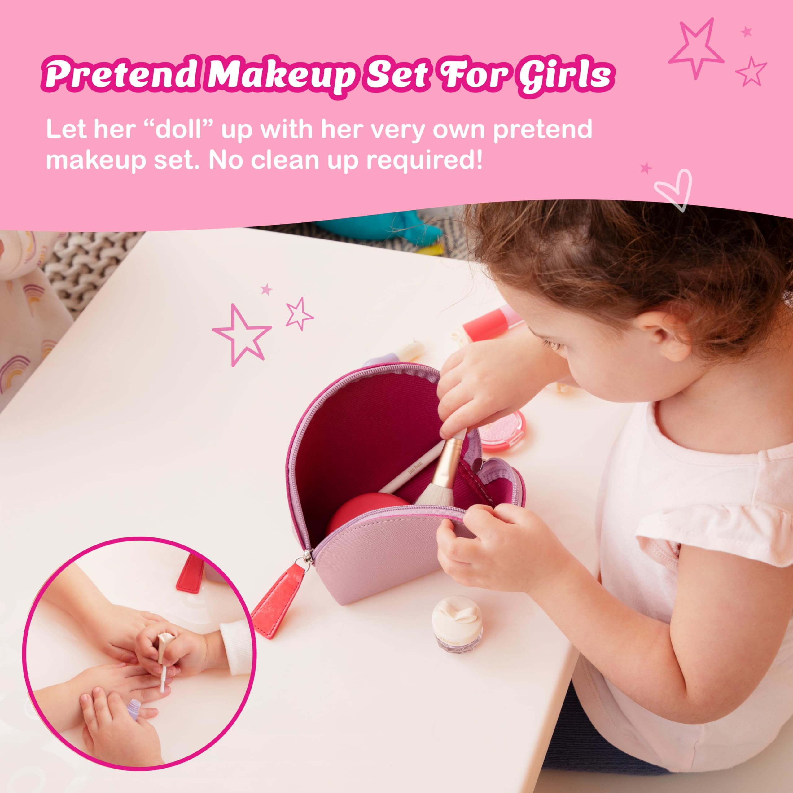 Litti Pritti Pretend Makeup for Toddlers - 11-Piece Play Makeup Set for Little Girls Age 3 and Up... | Amazon (US)