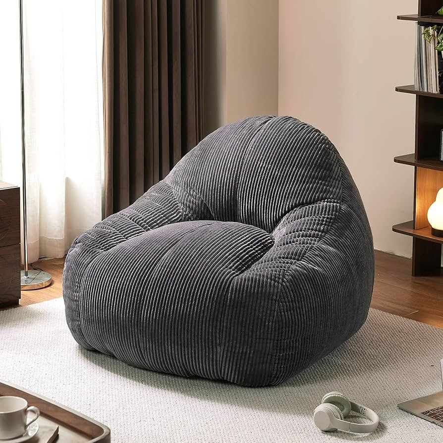 Large Bean Bag Chair for Adults - Big Boneless Floor Chair with Foam Filling, Ultra Soft Corduroy... | Amazon (US)