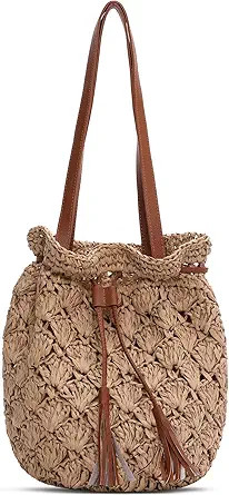 Tavaleu Straw Beach Bags for Women, Tote Handbag Shoulder Bag for Women, Beach Straw Purse Bucket... | Amazon (US)