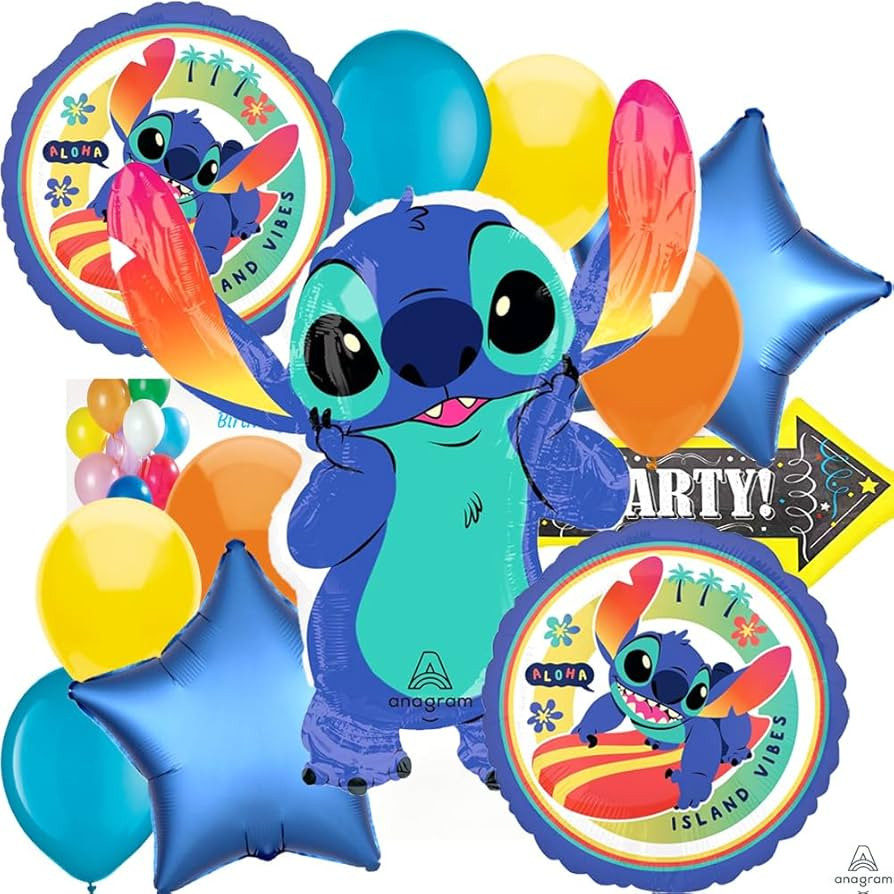 Anagram Disney, Stitch Party Supplies Foil Balloon Bouquet of Balloons Decoration, Multicolored, ... | Amazon (US)
