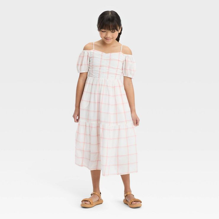 Girls' Off the Shoulder Midi Dress - Cat & Jack™ White | Target