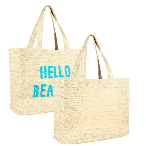 Hello Beaches: beach bags for women vacation. A packable straw bag that folds flat. A large tote bag are beach essentials. Use as a travel beach bag. Take this Beach Tote Bag on Vacation | Amazon (US)