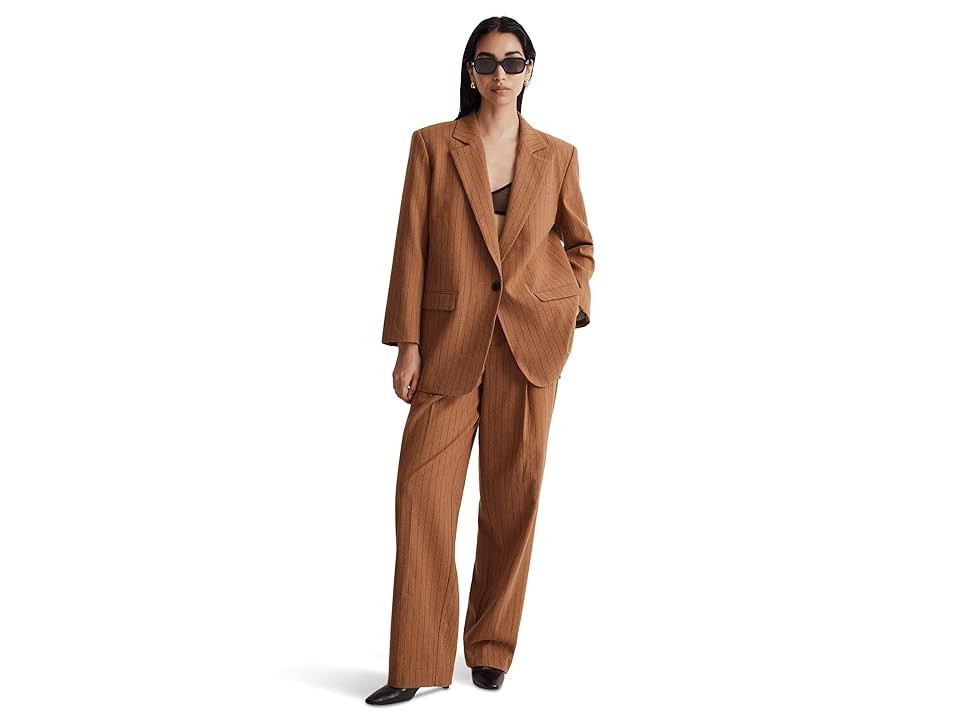 Madewell Oversized Blazer in Pinstripe (Fallen Timber) Women's Clothing | Zappos