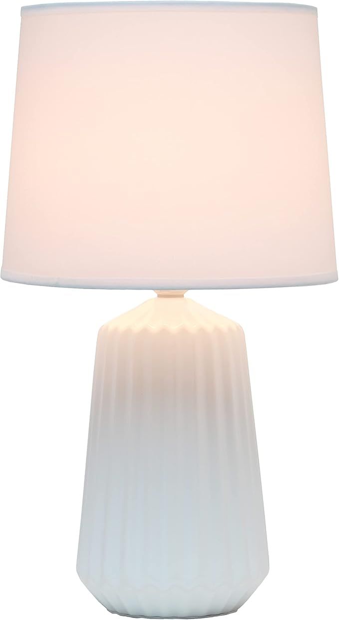 Simple Designs Off White Pleated Base Table Lamp | Amazon (US)