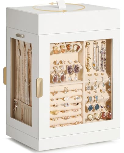 TidyStash 360° Rotating Jewelry Organizer - Large, Elegant Jewelry Boxes for Women Necklace, Ring & Earring Storage, Vertical Jewelry Organizers and Storage | Amazon (US)