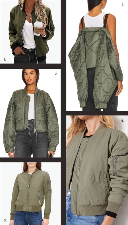 Obsessed with the army green quilted bomber jacket that’s trending for fall 2023. I purchased the AGOLDE jacket with the straps and can’t stop wearing it. It runs true to size and fits oversized. If you want it more fitted, size down. See similar for under $50 options #falljacket #bomberjacket #quiltedjacket 

#LTKover40 #LTKfindsunder50 #LTKSeasonal