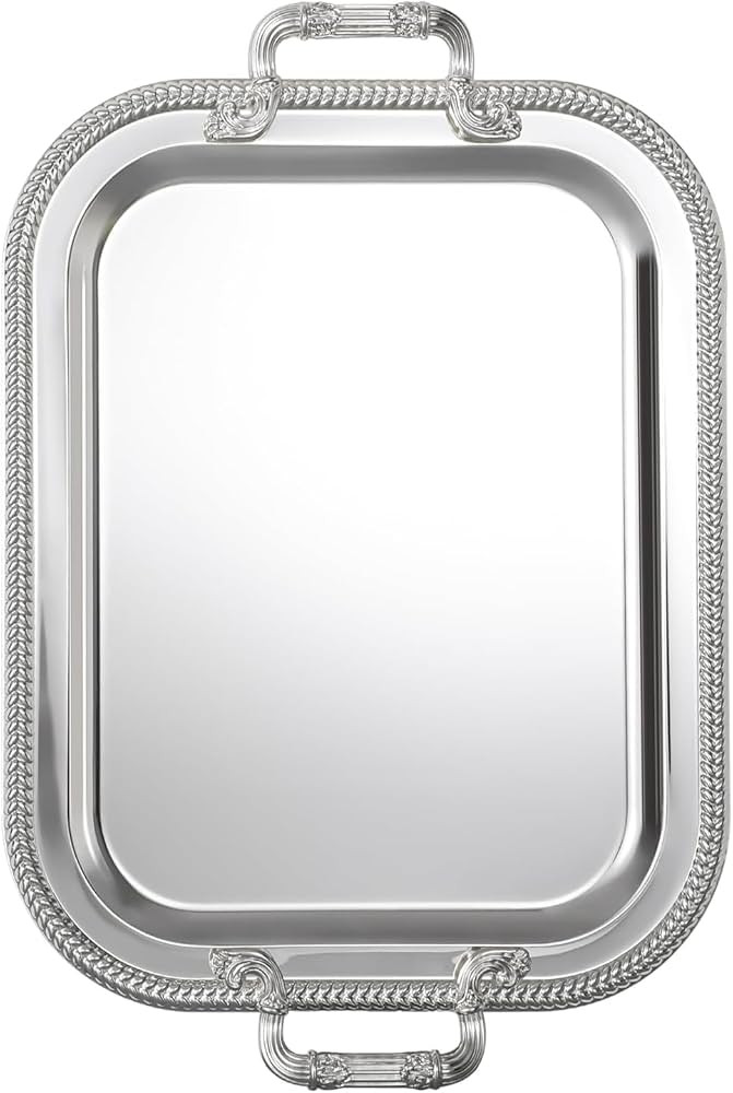 18.5"x14.5" Rectangular Silver Serving Tray with Handles | Amazon (US)