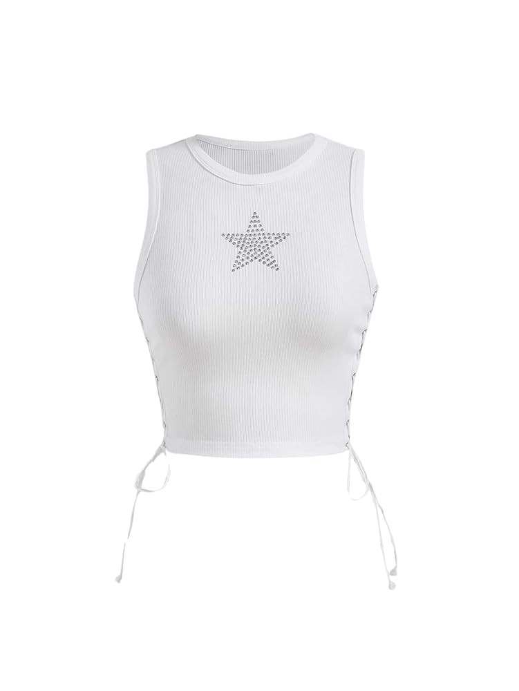 SOLY HUX Women's Tank Tops Y2K Sleeveless Ribbed Star Crop Tank Top Summer Going Out Tops | Amazon (US)