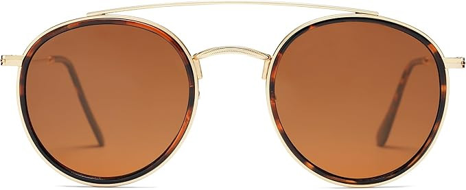 SOJOS Retro Round Double Bridge Polarized Sunglasses for Women Men Vintage Circle UV400 Sunnies S... | Amazon (US)
