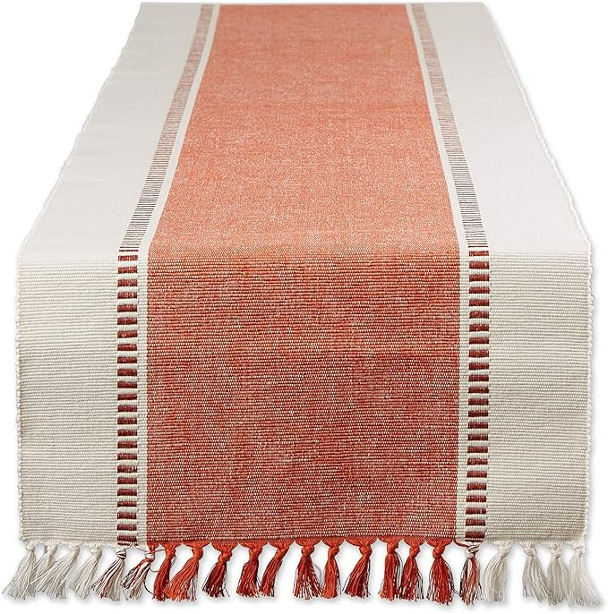 DII Dobby Stripe Woven Table Runner, 13x72-inch, Burnt Orange | Amazon (US)