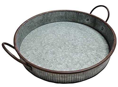 Mandii Galvanized Round Serving Tray With Handles | 13" Farmhouse Trays | Decorative Centerpiece ... | Walmart (US)