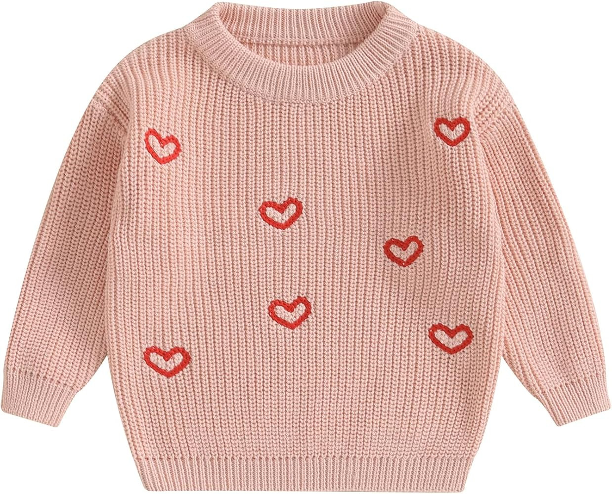 Baby Girl Valentines Outfit Love Heart Sweet Long Sleeve Sweater Tshirt Crewneck Tops Fall Winter... | Amazon (US)
