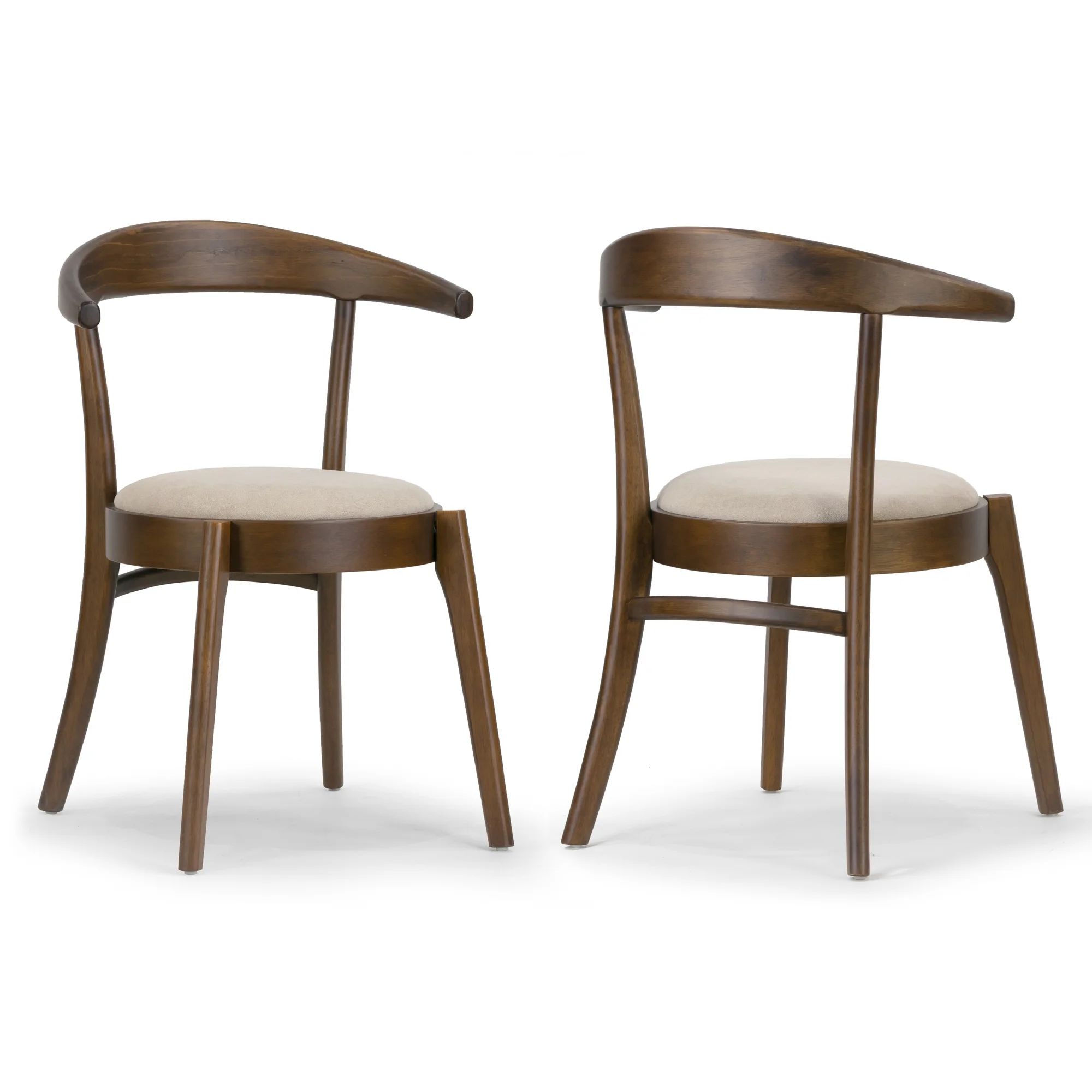 Set of 2 Audra Retro Modern Dark Brown Wood Round Chair with Curved Back | Walmart (US)
