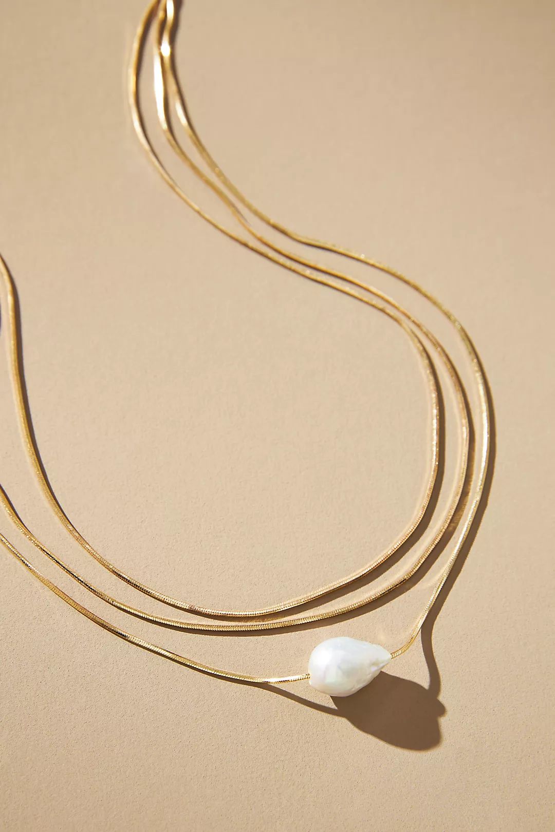 Layered Herringbone Pearl Necklace | Anthropologie (US)