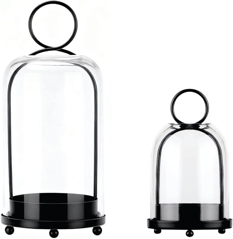 6" & 4" Wide Versatile Modern Metal Hurricane Lantern with Handmade Sturdy Glass Dome in Black fo... | Amazon (CA)