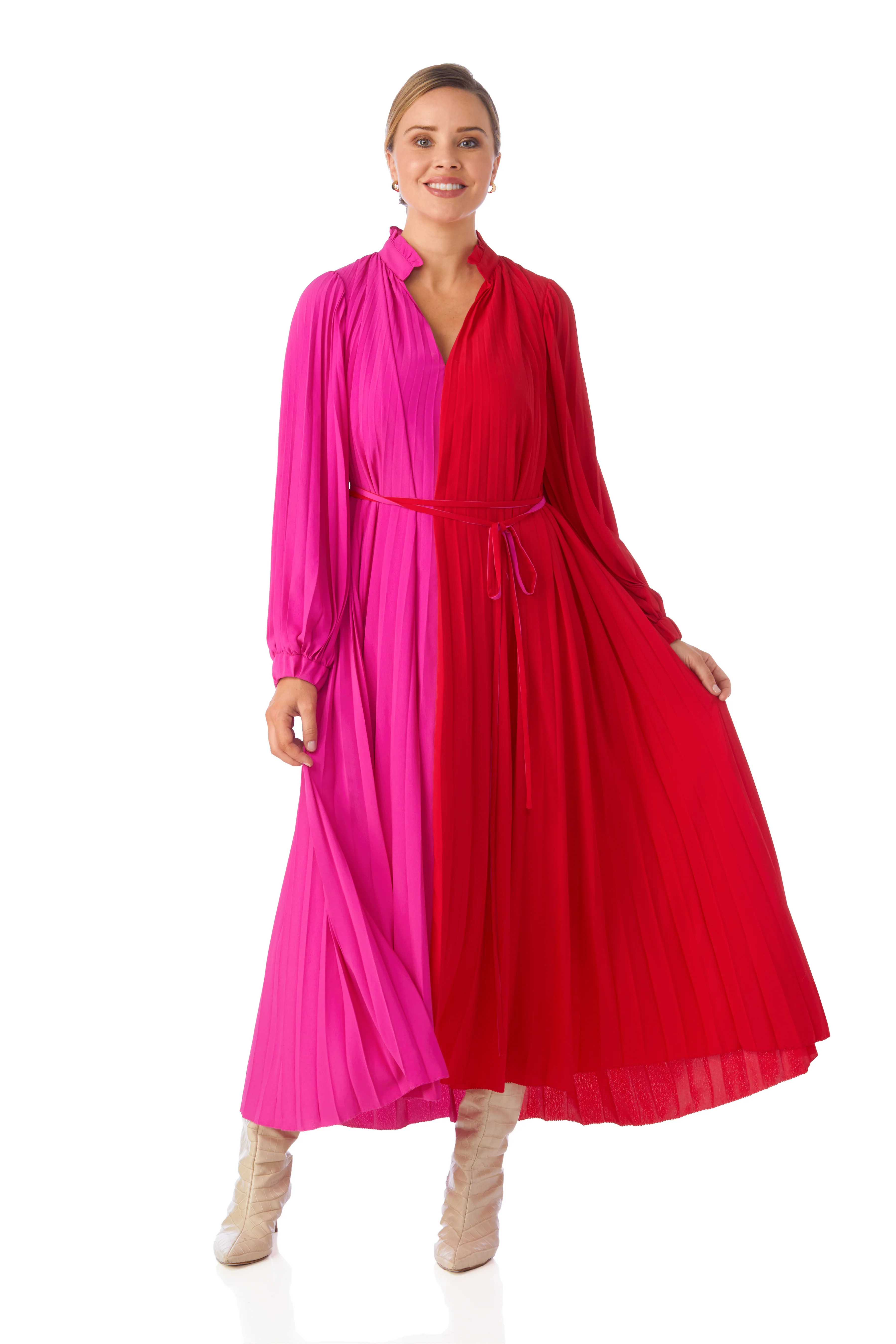 Leah Dress in Mollie Pink/Lollipop Red - CROSBY by Mollie Burch | CROSBY by Mollie Burch