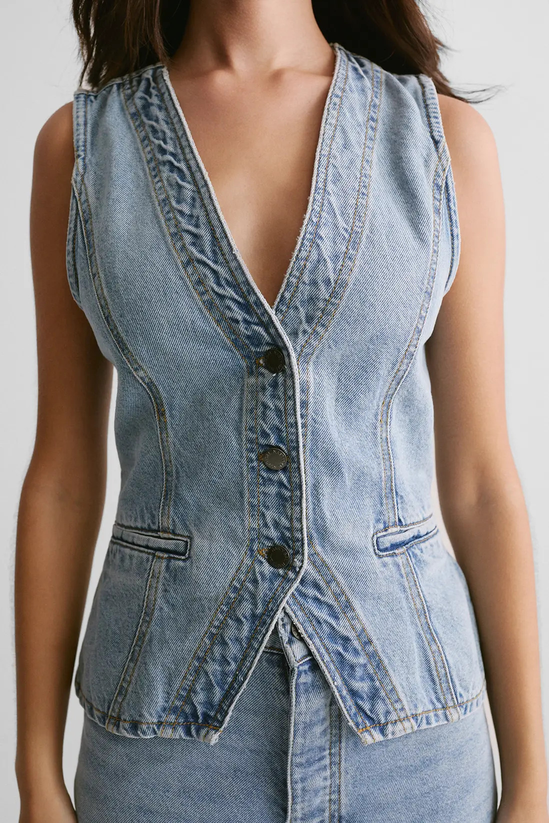 NastyGal The Longline Denim Waistcoat | PrettyLittleThing UK