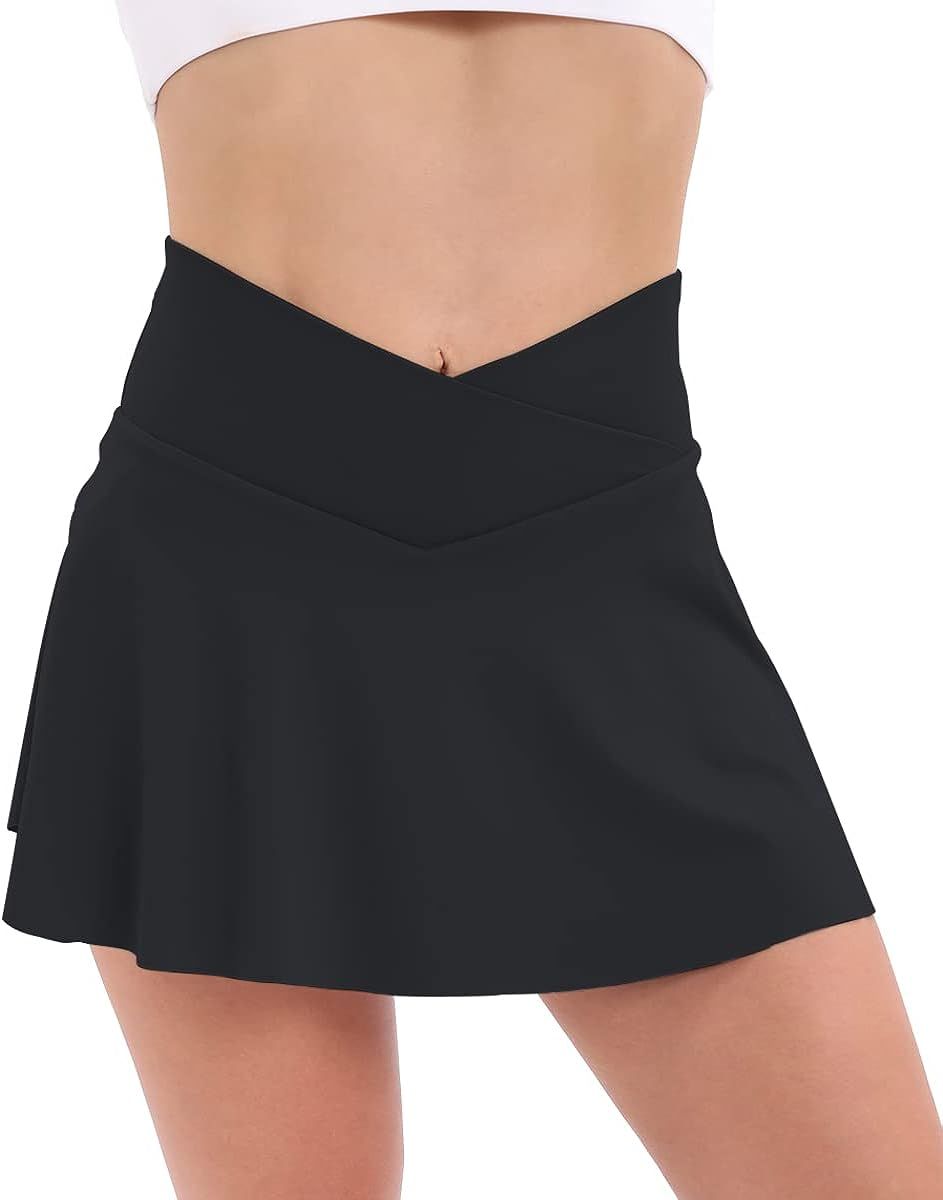 RICH BRIA Tennis Skirts for Women, Skorts Skirts with Pocket, Crossover High Waisted Athletic Gol... | Amazon (US)