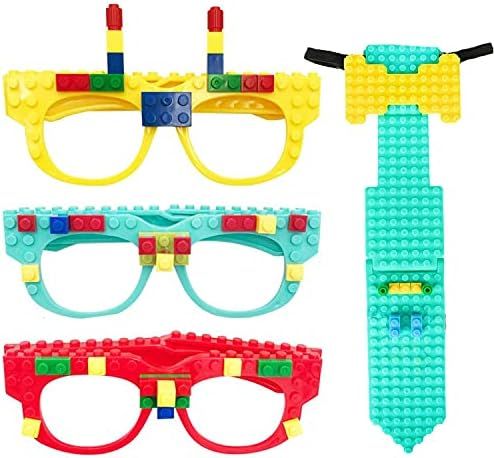Fowecelt 12 Pcs DIY Building Bricks Glasses Blocks Tie Games for Kids Building Block Birthday Par... | Amazon (US)